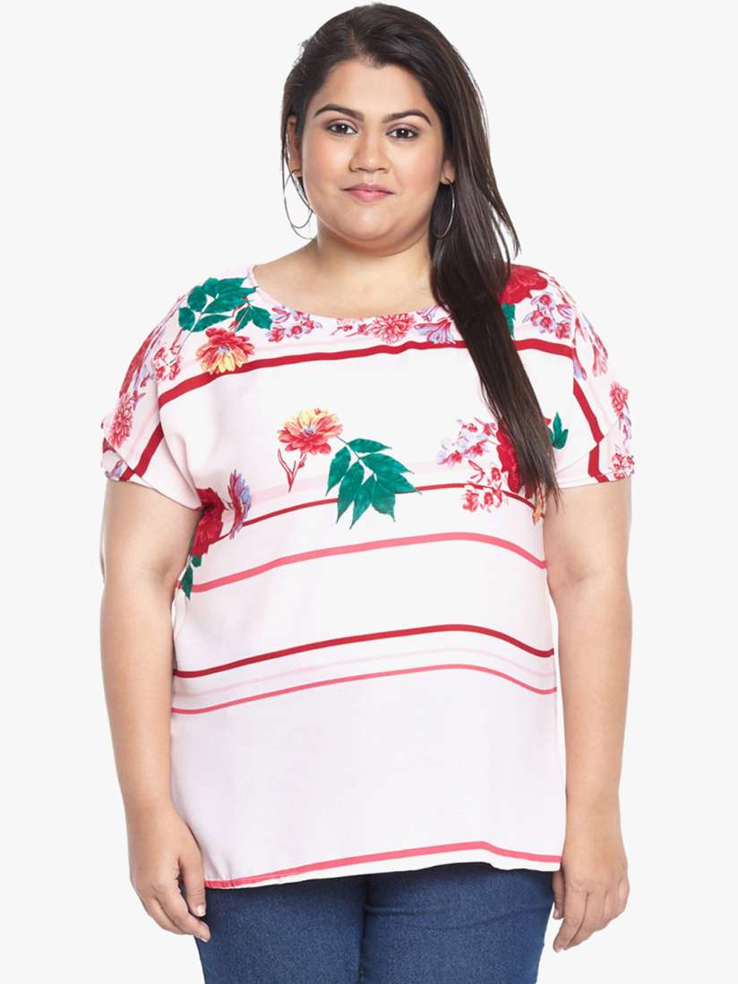 Buy ALTOMODA by Pantaloons Plus Size Women Pink Printed Top Tops for Women 2518591 Myntra