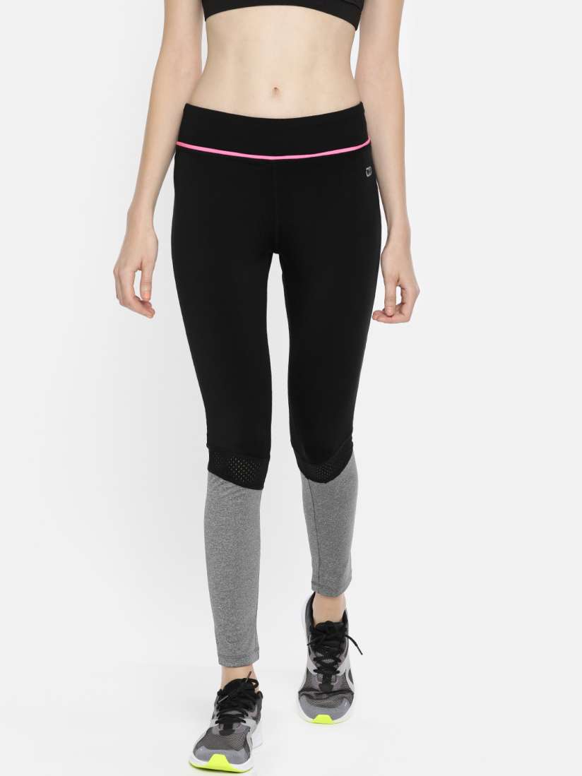 Buy Ajile by Pantaloons Women Black Grey Melange Colourblocked Tights Tights for Women 2518685 Myntra
