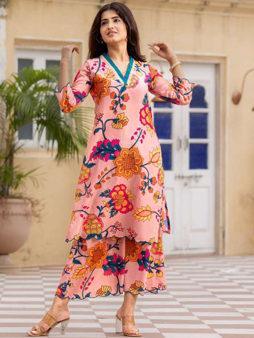 Buy Ambraee Floral Printed Regular Kurta With Palazzos Kurta Sets for Women 25188188 Myntra