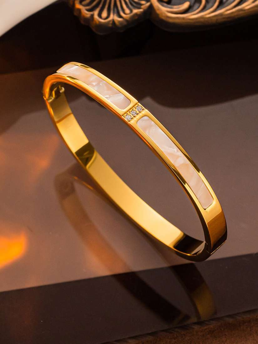 Stainless steel gold bangle deals