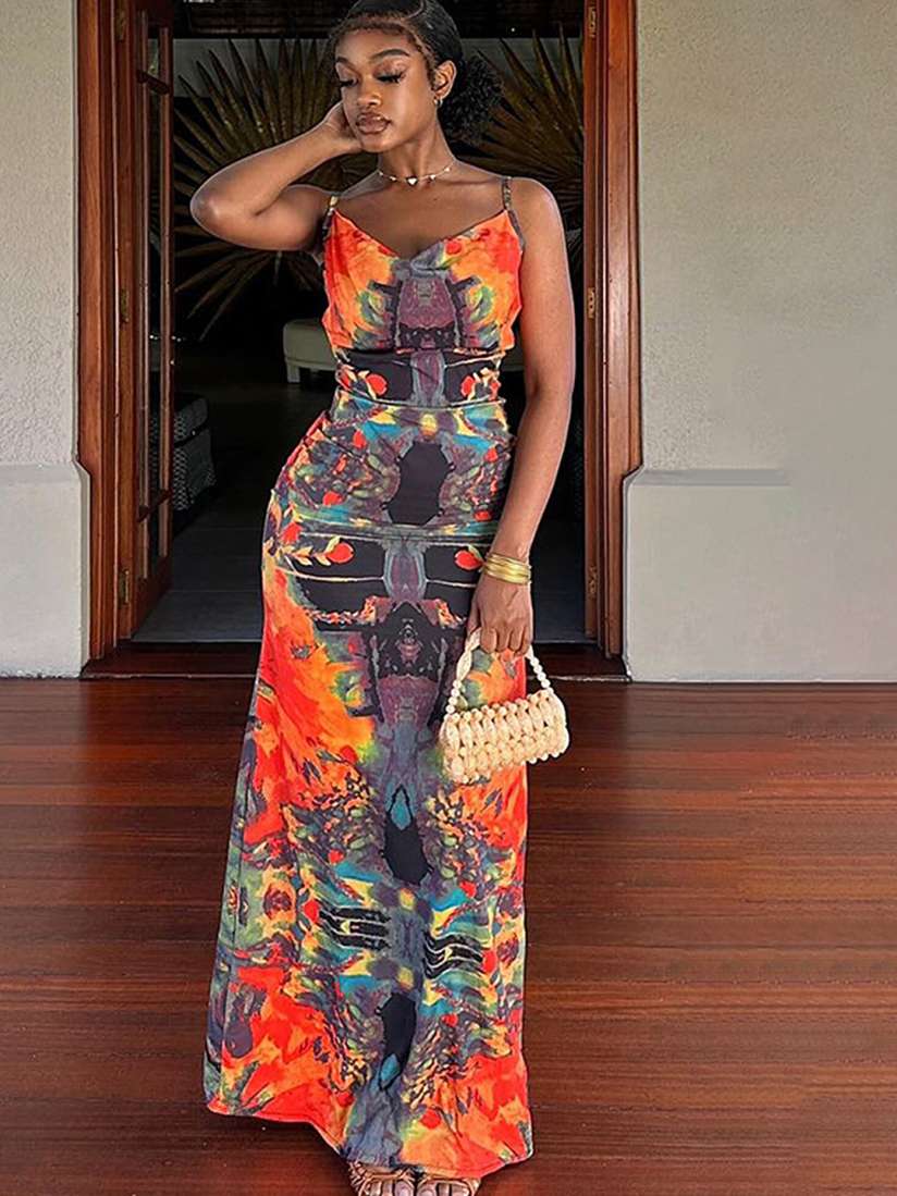 Buy LULU SKY Abstract Printed Shoulder Straps Maxi Dress Dresses for Women 25192050 Myntra