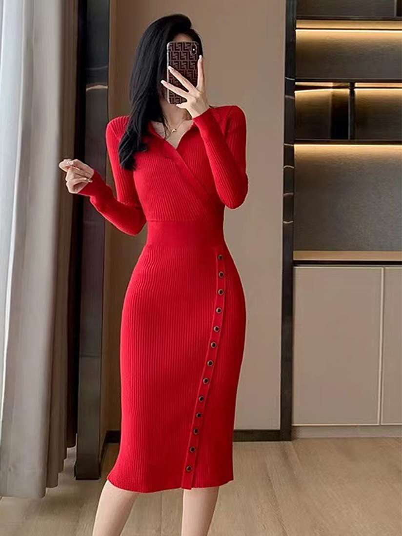 LULU SKY guaranteed V Neck Sheath