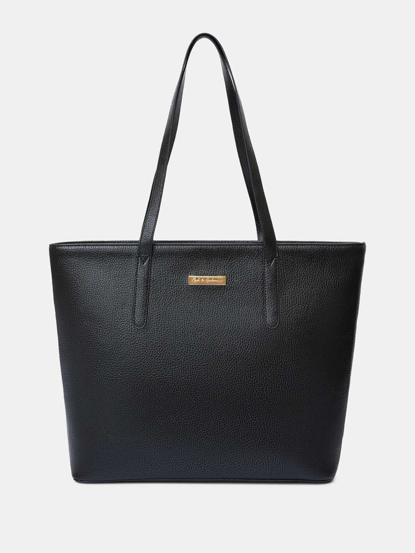 Buy Mast Harbour Black PU Shopper Tote Bag Handbags for Women 25194702 Myntra