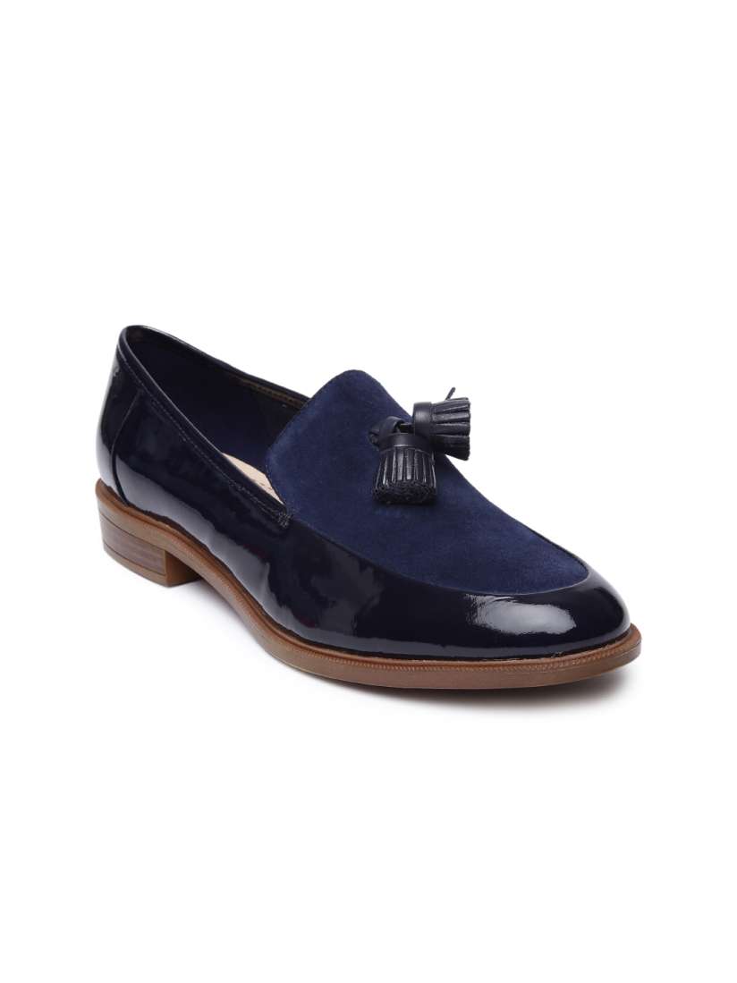 Clarks navy blue loafers sales