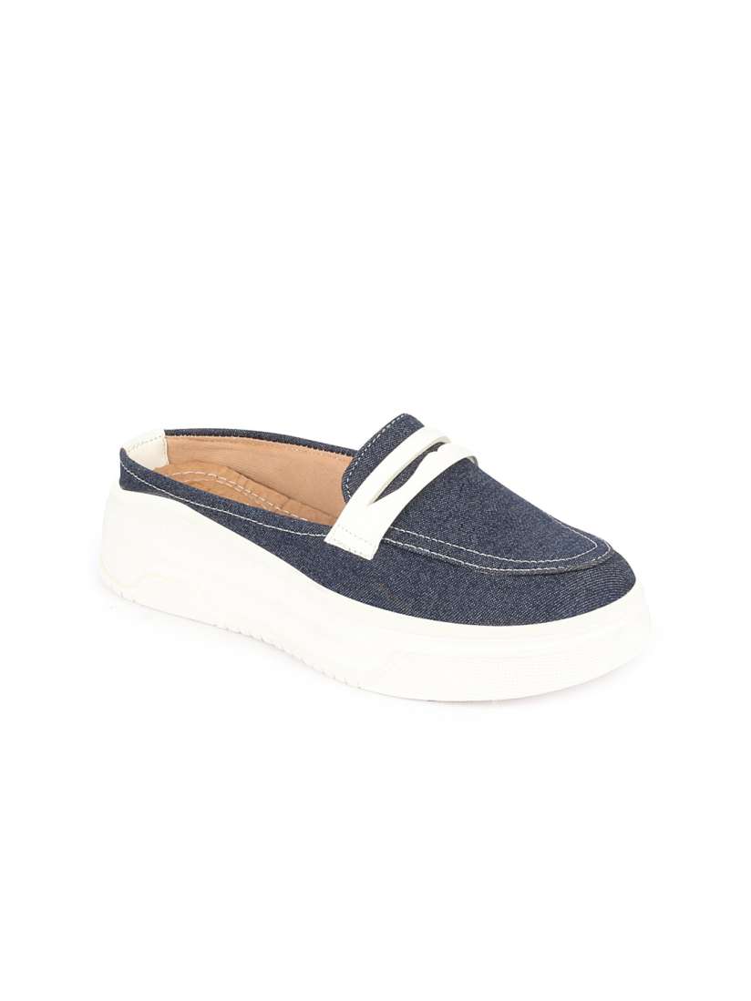 Buy FAUSTO Women Stitched Denim Lightweight Open Back Loafers Casual Shoes for Women 25199026 Myntra