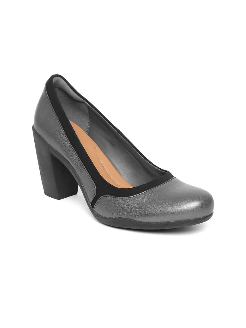 Buy Clarks Women Gunmetal Toned Leather Solid Pumps Heels for Women 2519906 Myntra