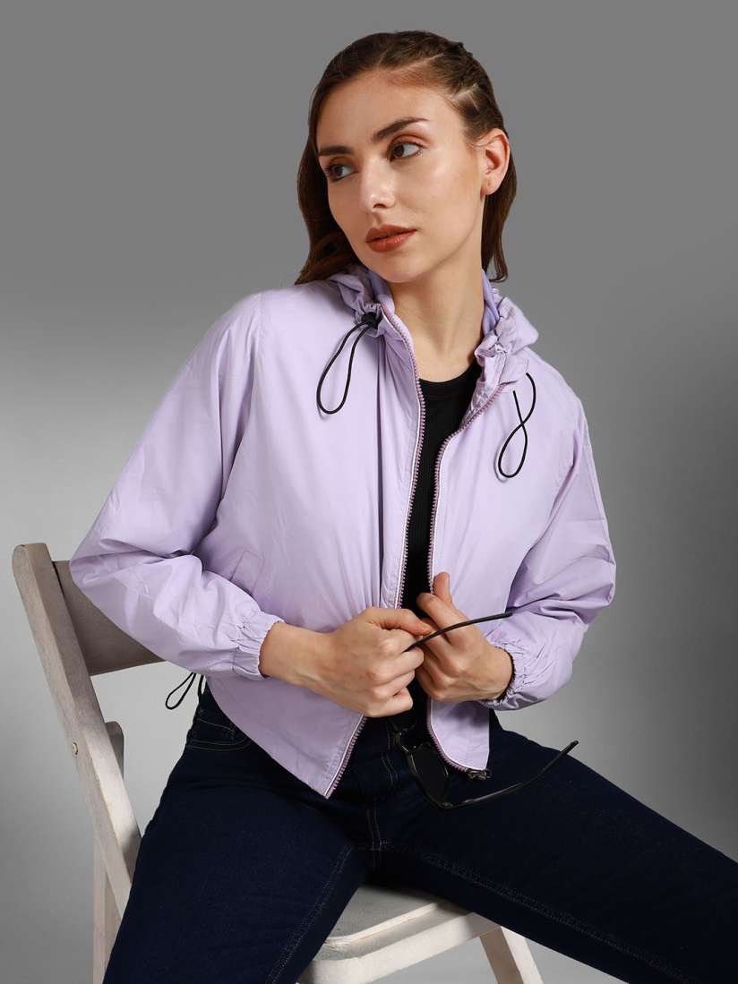 Buy High Star Hooded Neck Long Sleeves Windcheater Sporty Jacket Jackets for Women 25203548 Myntra