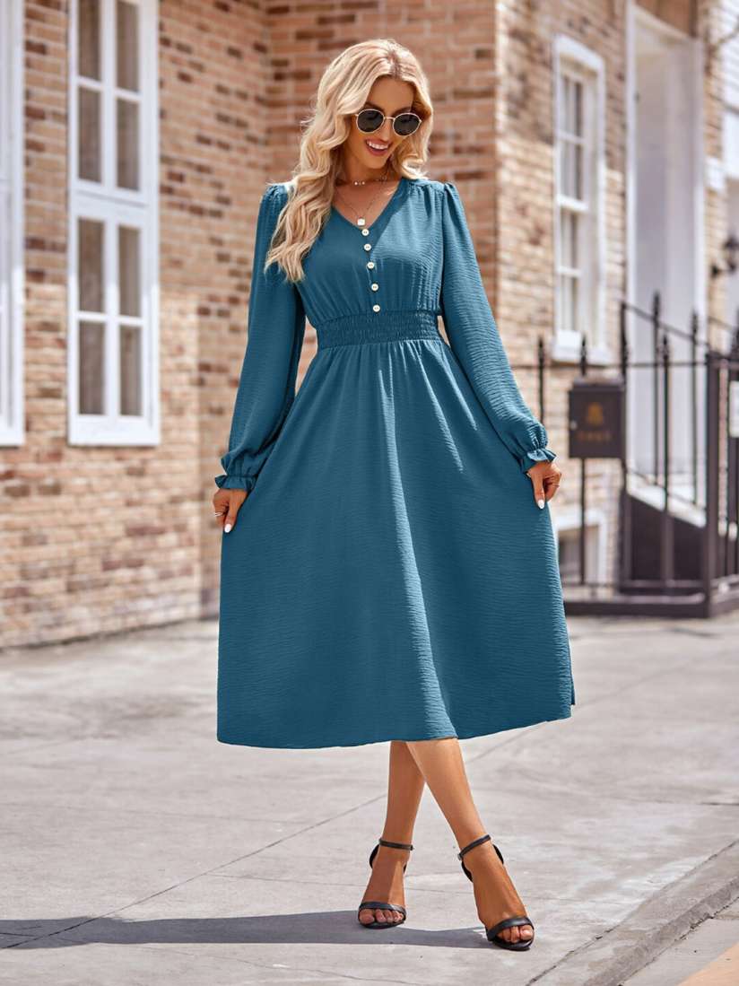 Blue a line midi dress top