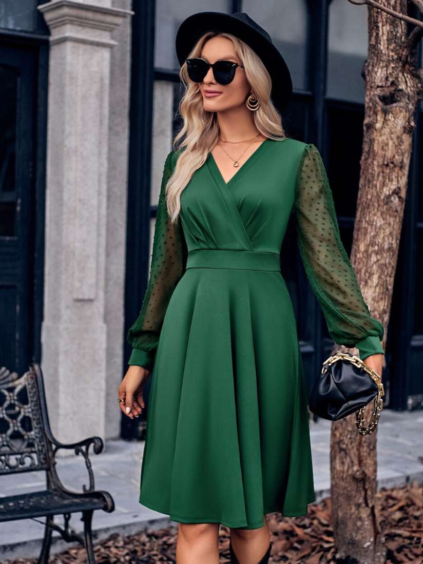 V neck dress with sleeves top