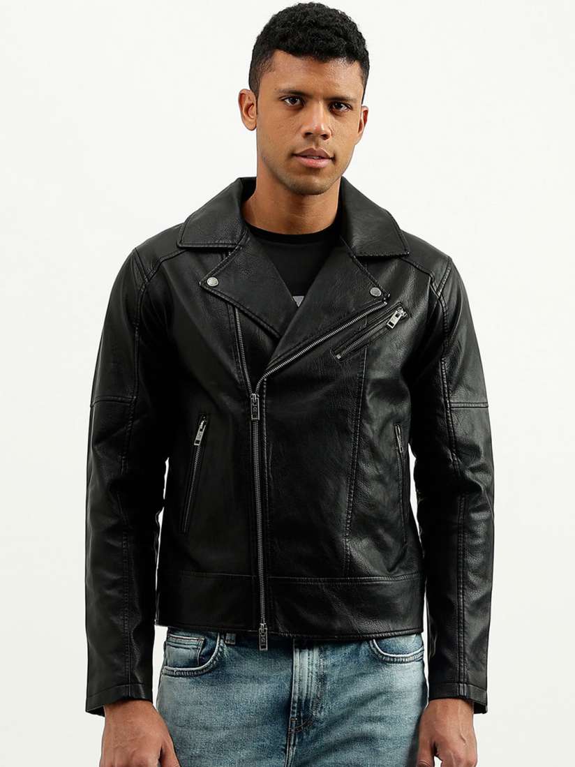 Buy United Colors of Benetton Lapel Collar Biker Jacket Jackets for Men 25211572 Myntra
