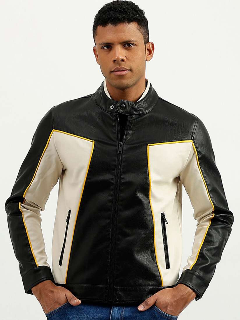 United colors of benetton leather jacket sale
