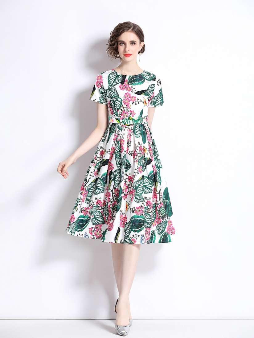 Buy JC Collection Floral Printed Flared Sleeve Fit Flare Dress Dresses for Women 25213242 Myntra