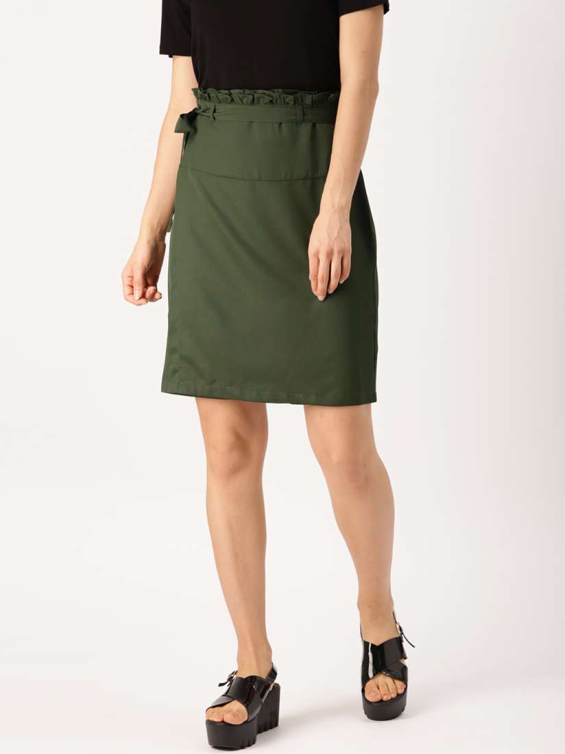 Olive green pencil skirts cheap