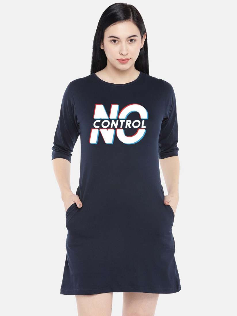 Buy STATUS MANTRA Typography Printed Pure Cotton T Shirt Dress Dresses for Women 25215490 Myntra