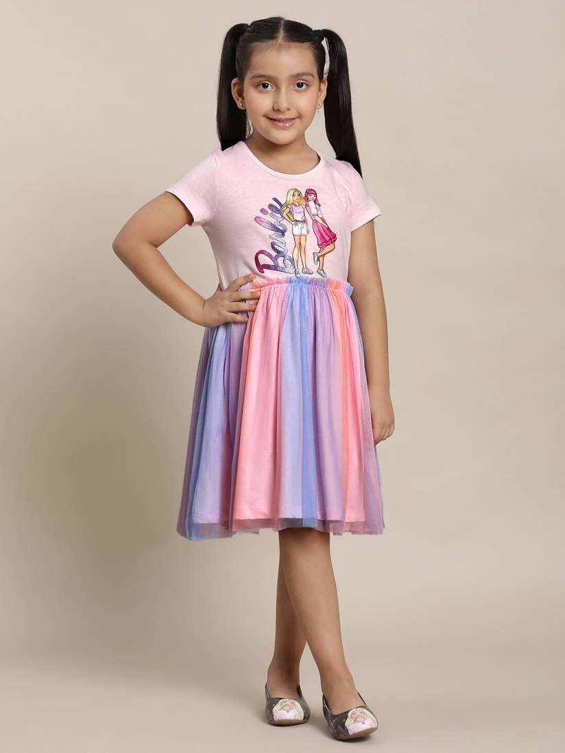 Buy Kids Ville Barbie Girls Printed Pure Cotton Fit Flare Dress Dresses for Girls 25215816 Myntra