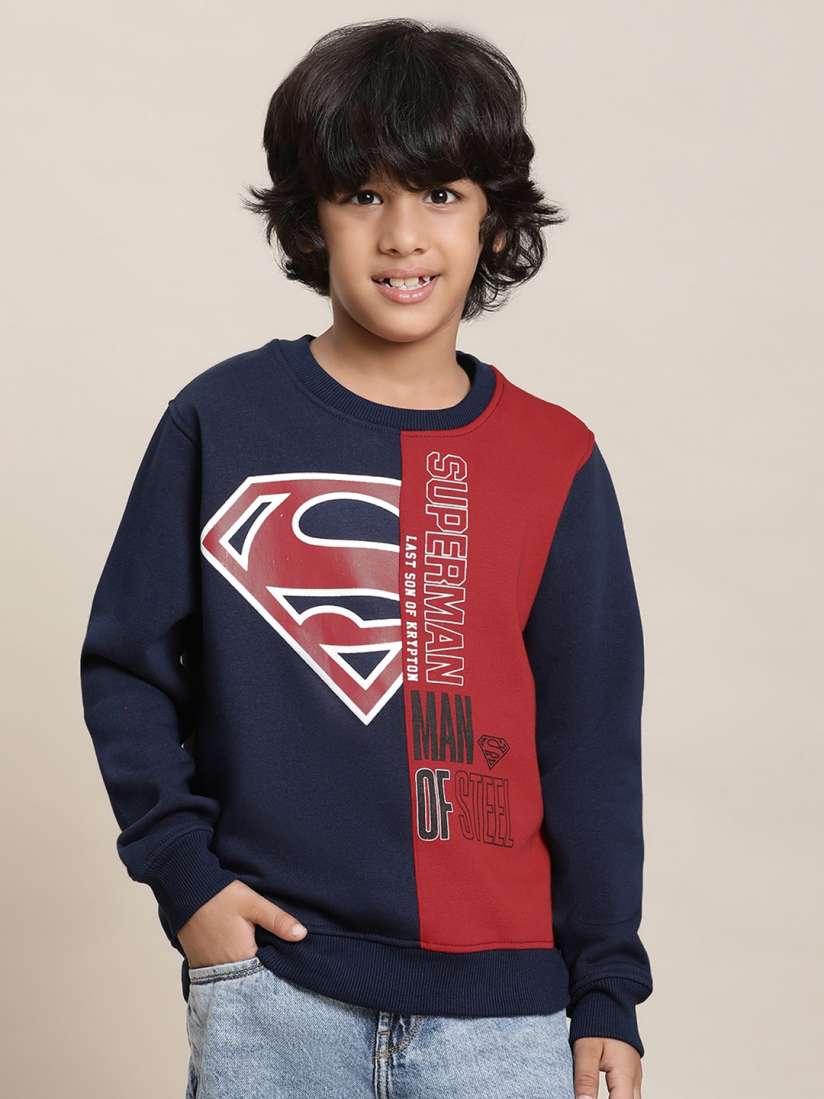 Buy Kids Ville Superman Printed Round Neck Sweatshirt Sweatshirts for Boys 25224566 Myntra