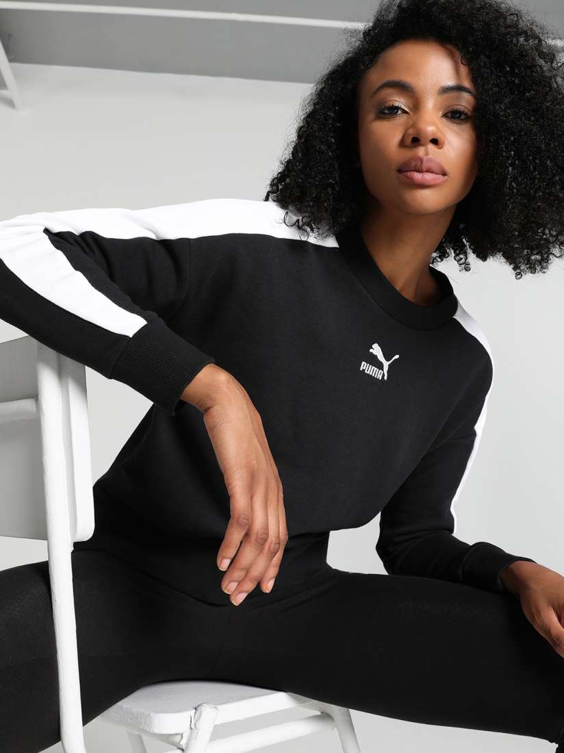 Buy Puma Classic T7 Crew Cotton Pullover Sweatshirt Sweatshirts for Women 25226786 Myntra