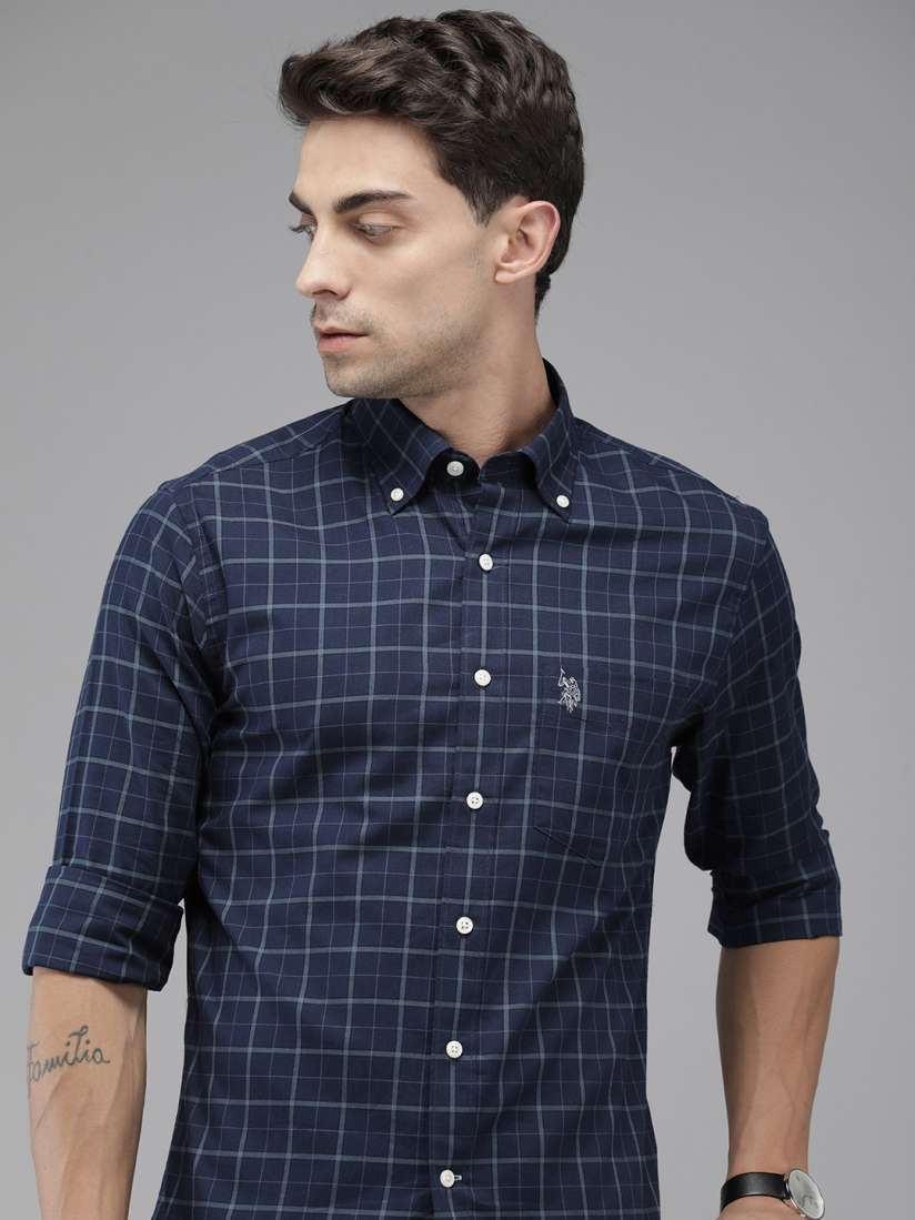 Buy U.S. Polo Assn. Pure Cotton Tailored Fit Checked Casual Shirt Shirts for Men 25229308 Myntra
