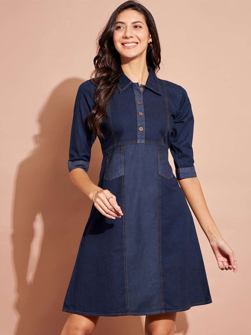 Denim dress myntra best sale