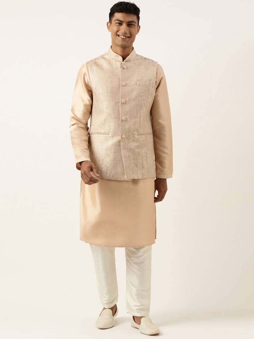 Buy TheEthnic.Co Mandarin Collar Long Sleeves Kurta With Pyjamas Nehru jacket Kurta Sets for Men 25233232 Myntra