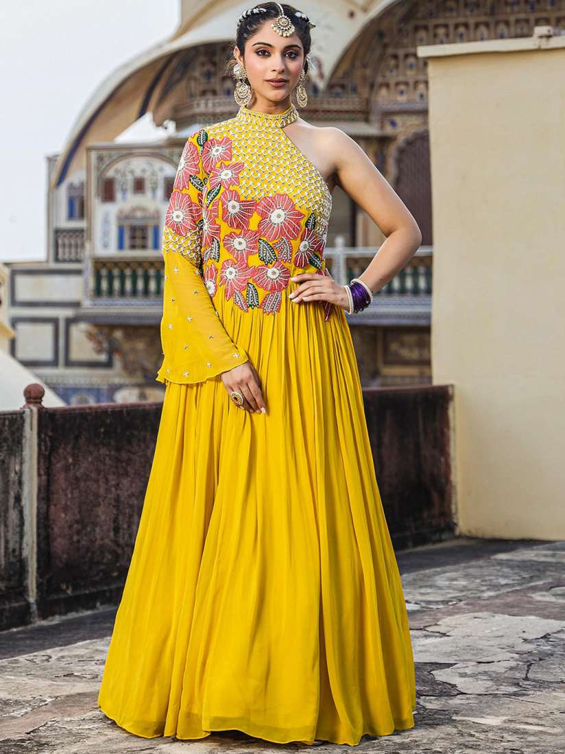 One shoulder ethnic dress sales