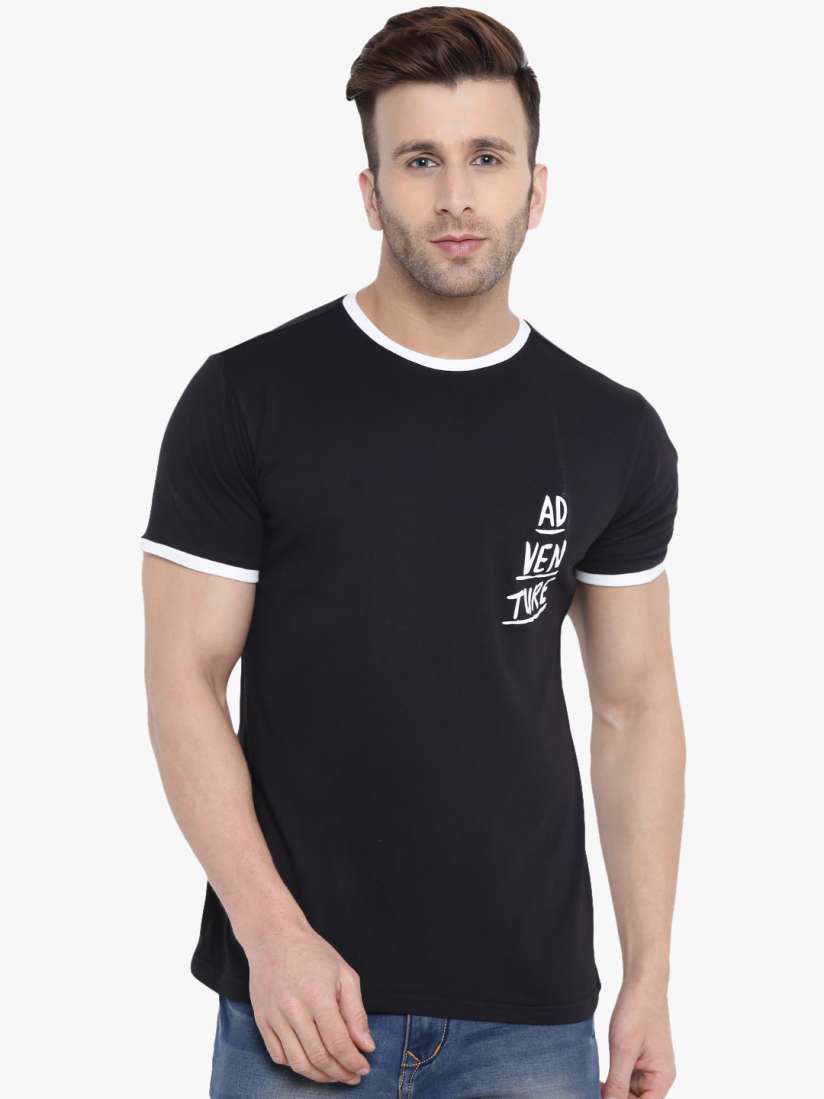 Buy GRITSTONES Men Black Printed Round Neck T shirt Tshirts for Men 2523885 Myntra