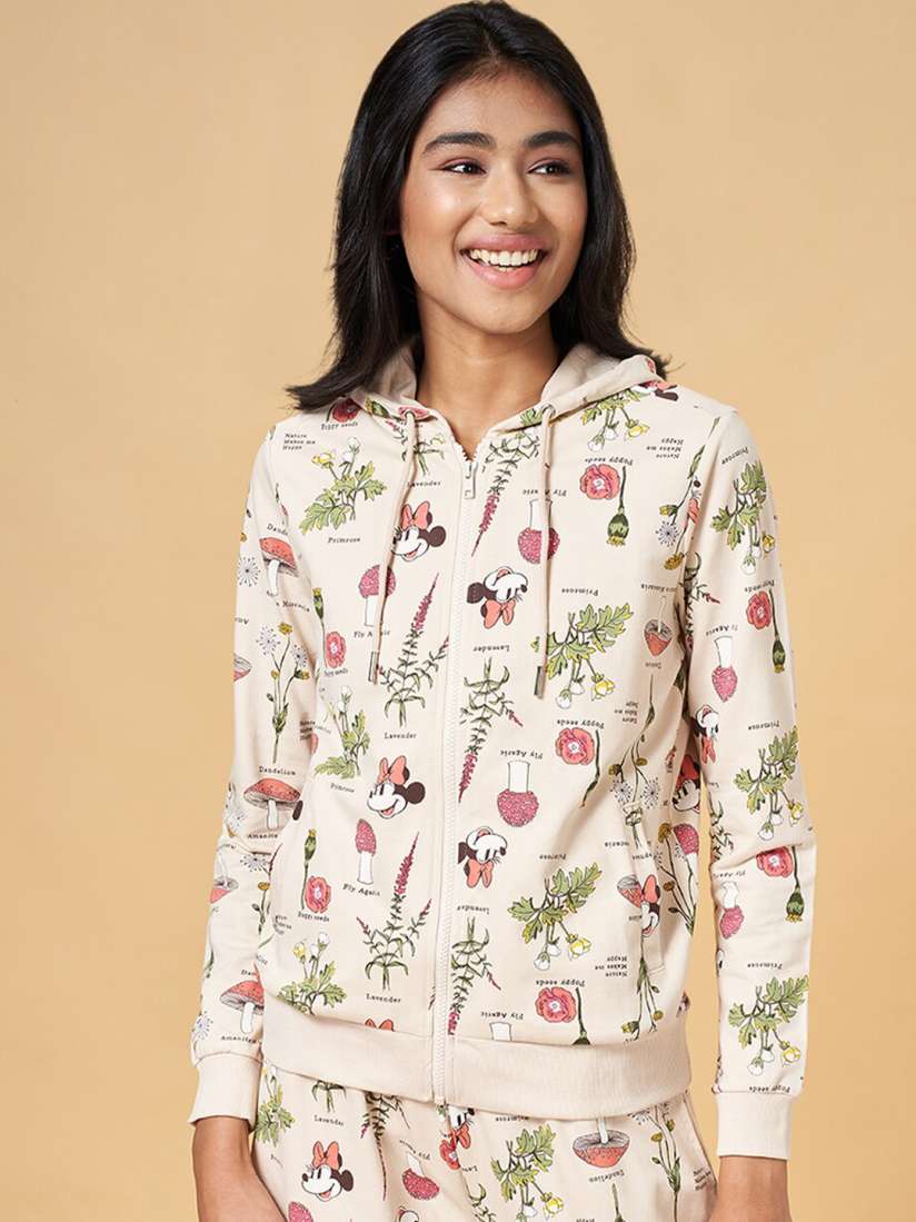 Buy Honey by Pantaloons Mickey Mouse Printed Hooded Cotton Front Open Sweatshirt Sweatshirts for Women 25241064 Myntra