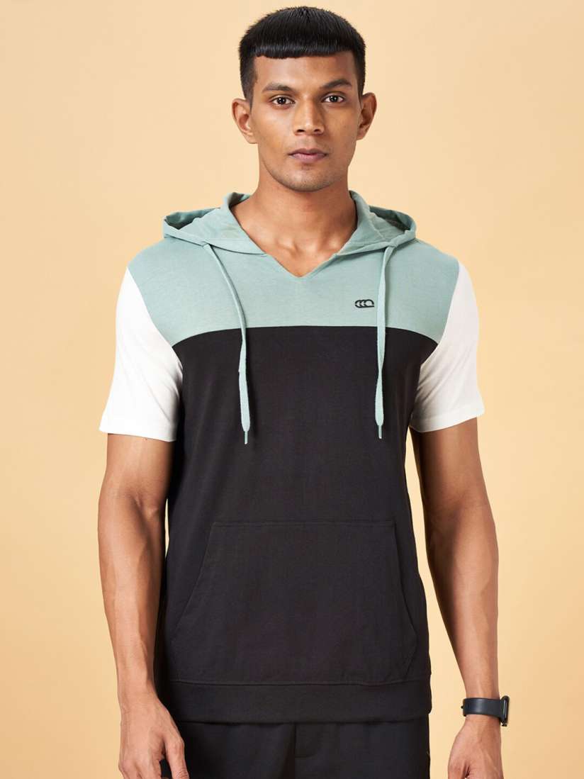 Buy Ajile by Pantaloons Colourblocked Hooded Short Sleeve Pullover Sweatshirt Sweatshirts for Men 25241944 Myntra