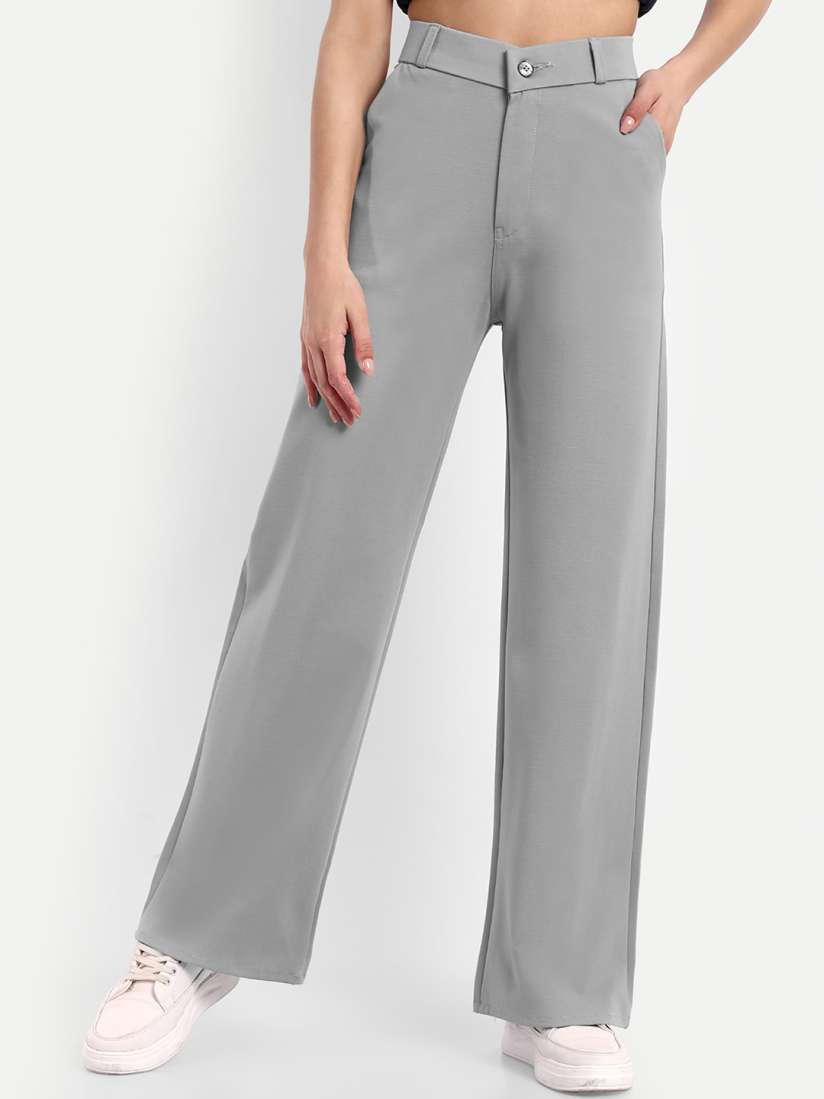 Buy Next One Women Smart Loose Fit High Rise Easy Wash Trousers Trousers for Women 25243952 Myntra