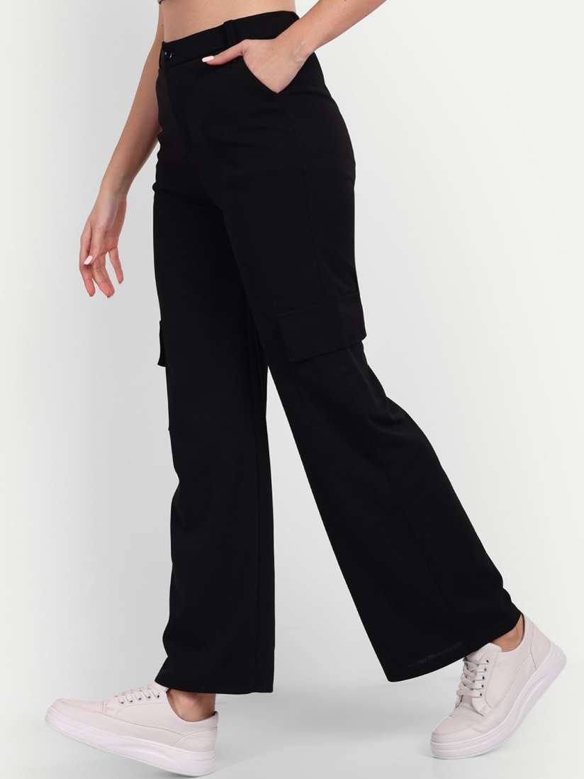 Buy Next One Women Smart Loose Fit High Rise Easy Wash Trousers Trousers for Women 25244784 Myntra