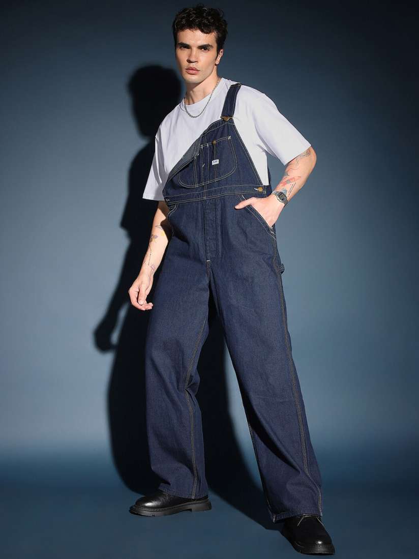 Buy Lee Shoulder Straps Straight Leg Cotton Dungarees Dungarees for Men 25246132 Myntra