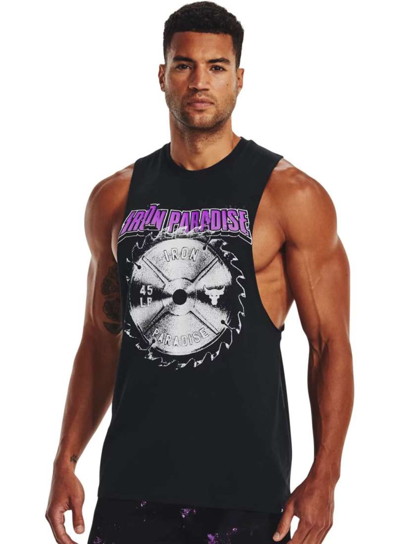 Buy UNDER ARMOUR Project Rock Iron Paradise Blade Printed Relaxed Fit Training Tank T Shirt Tshirts for Men 25251398 Myntra
