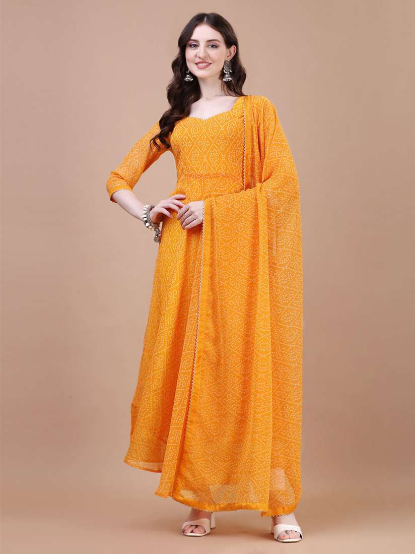 Buy N N ENTERPRISE Bandhani Printed Gotta Patti Georgette Anarkali Kurta Kurtas for Women 25252870 Myntra