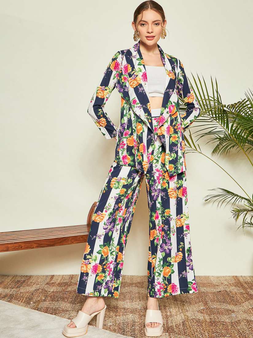 Crop top palazzo with jacket myntra 2025