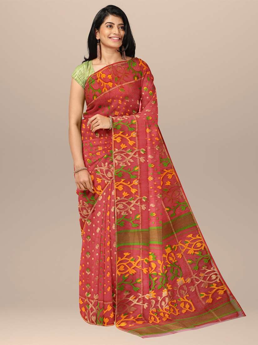Buy SARIKA Floral Woven Design Zari Pure Cotton Jamdani Saree Sarees for Women 25260840 Myntra
