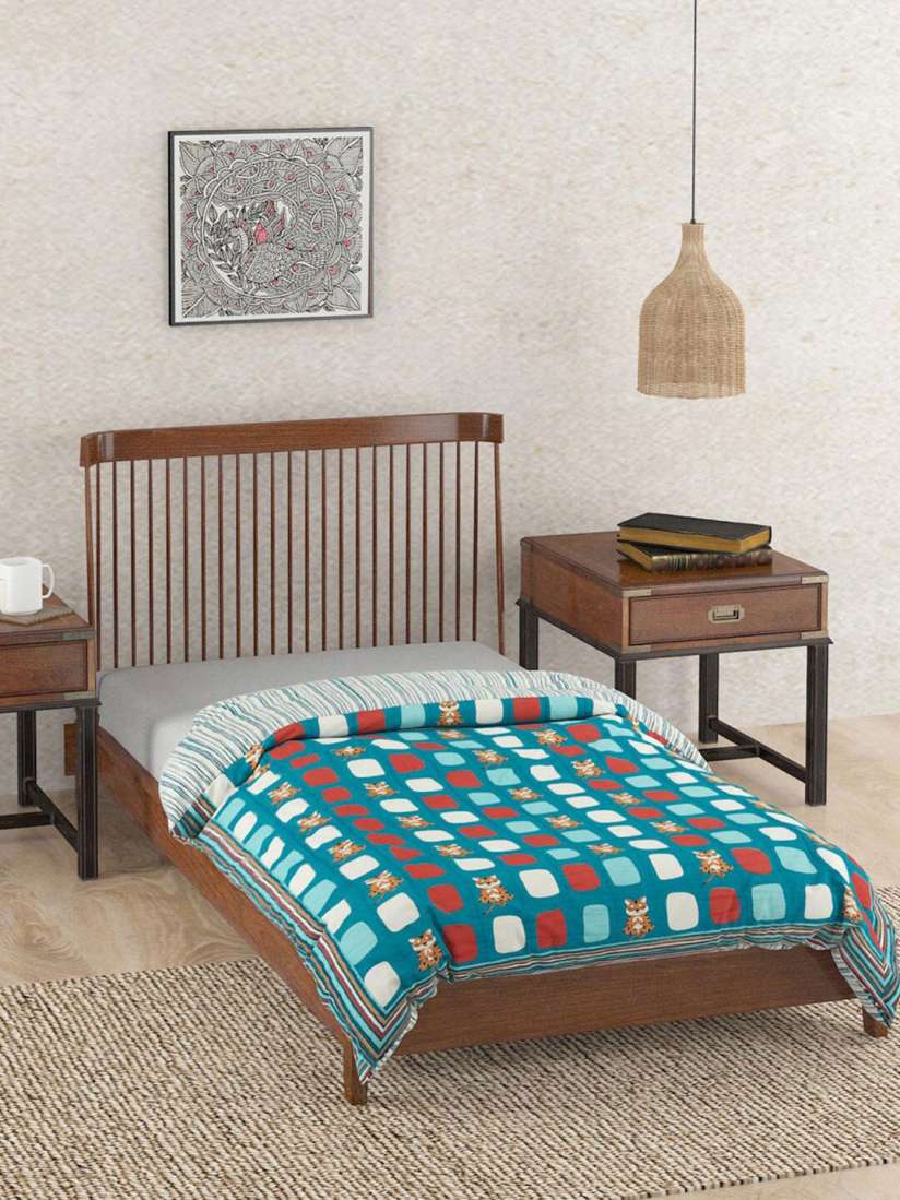 Buy Fabindia Teal White Geometric Cotton Mild Winter Single Bed Quilt Blankets Quilts and Dohars for Unisex 25262898 Myntra