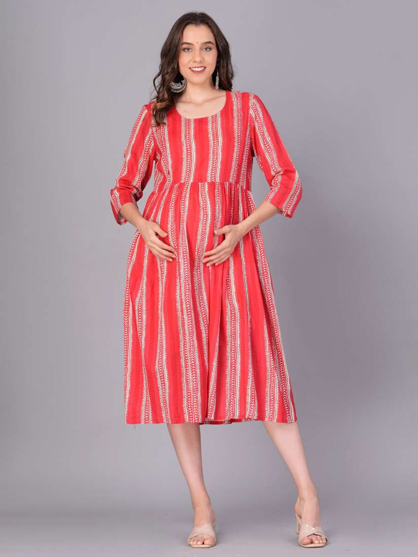 Red and white striped maternity dress outlet