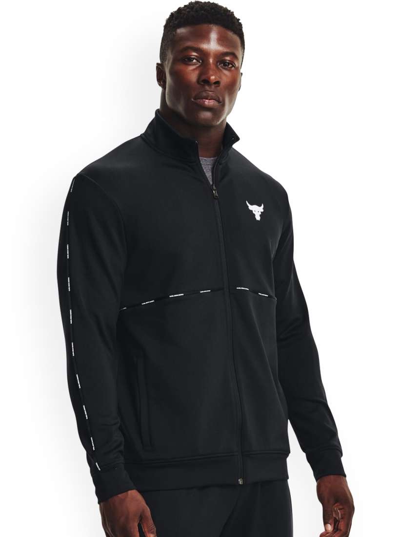 Buy UNDER ARMOUR UA Project Rock Knit Track Brand Logo Printed Stand Collar Sporty Jacket Jackets for Men 25271266 Myntra