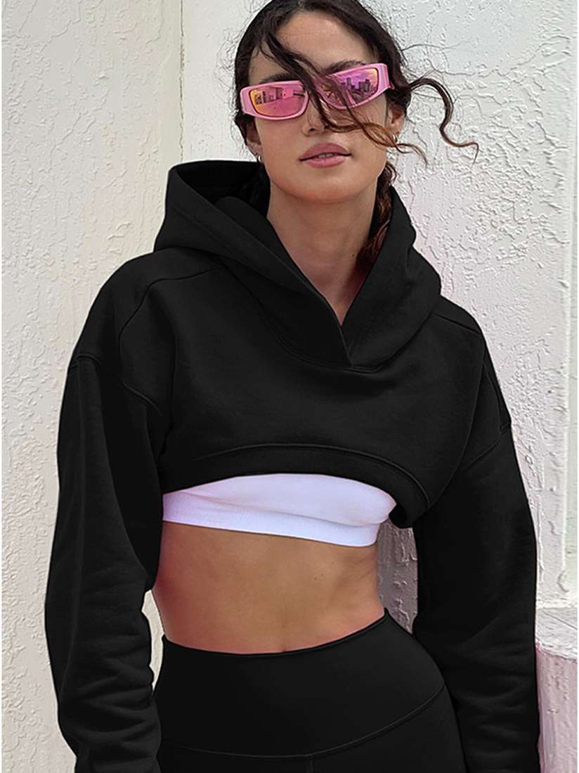 Crop hoodie myntra sales