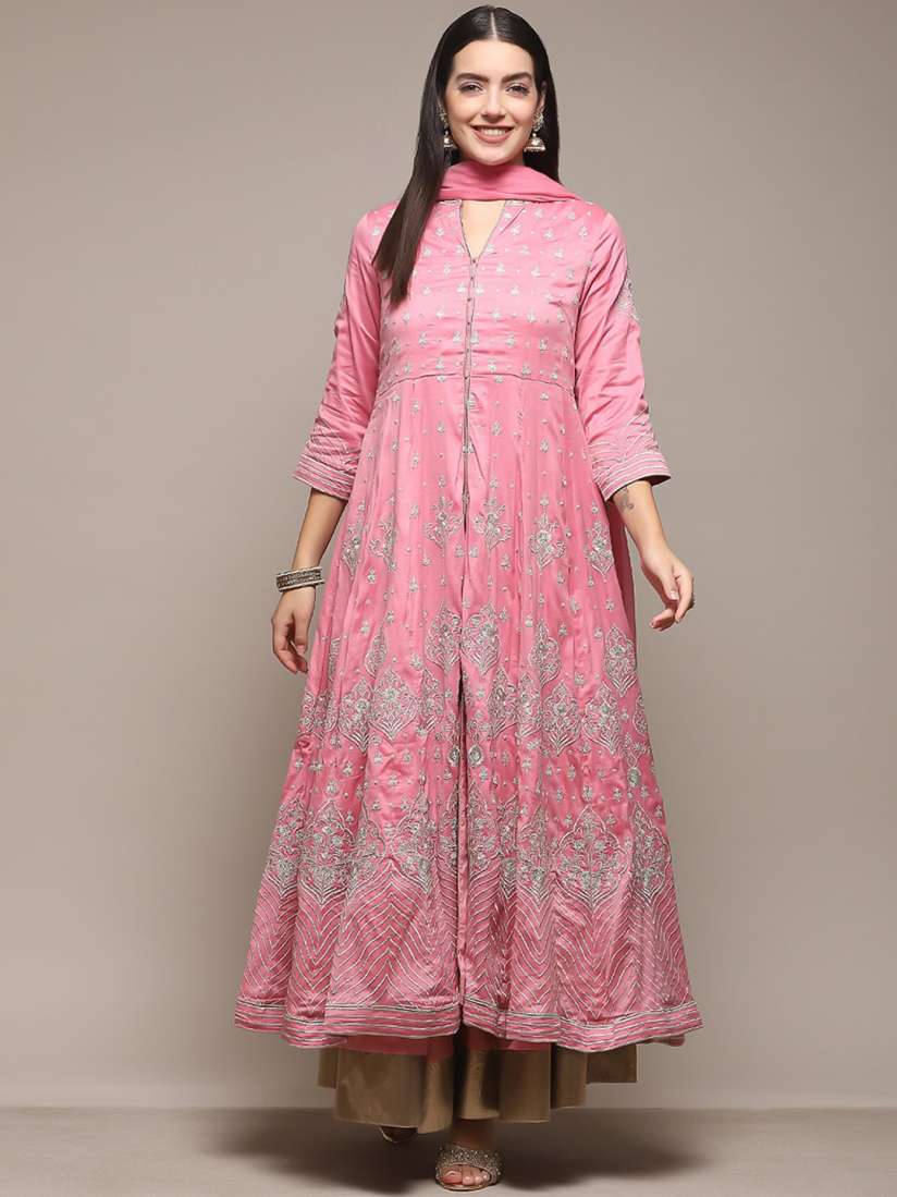 Buy Biba Ethnic Motifs Embroidered Thread Work Anarkali Kurta Skirt With Dupatta Kurta Sets for Women 25274646 Myntra