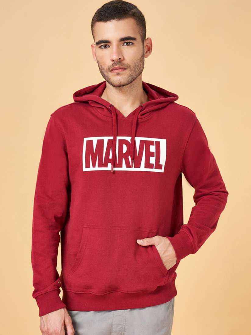 Buy Urban Ranger by pantaloons Marvel Printed Hooded Cotton Sweatshirt Sweatshirts for Men 25275096 Myntra