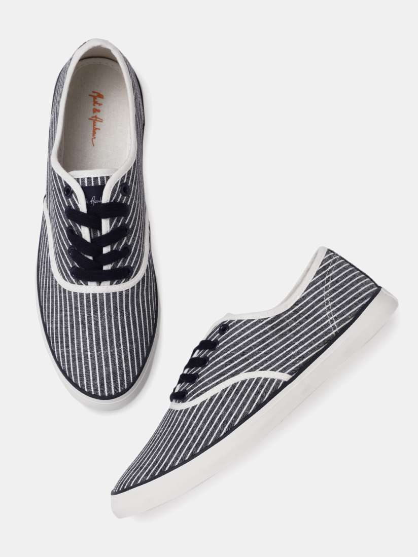Navy and white striped shoes discount