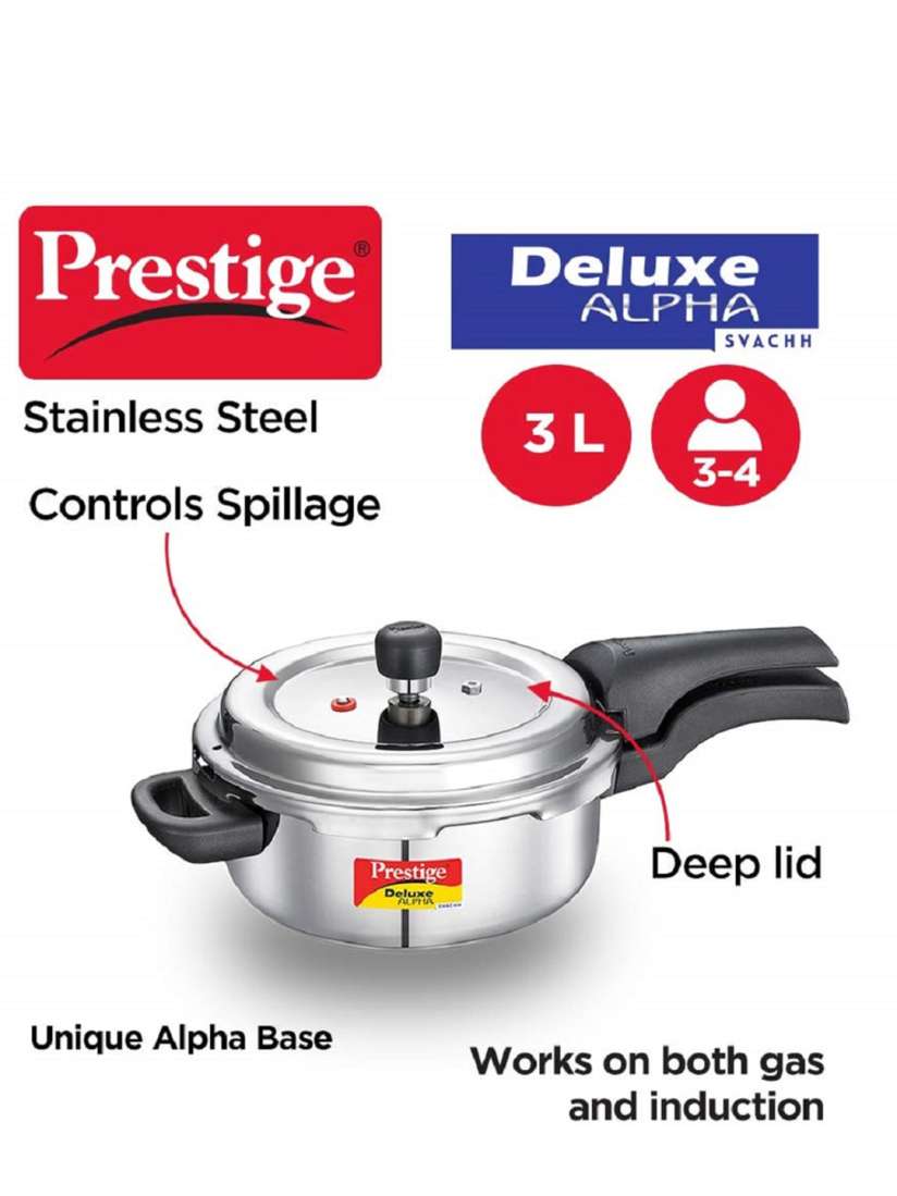 Buy Prestige Deluxe Alpha Svachh Stainless Steel Spillage Control Pressure Cooker 3 L Pressure Cooker for Unisex 25278642 Myntra