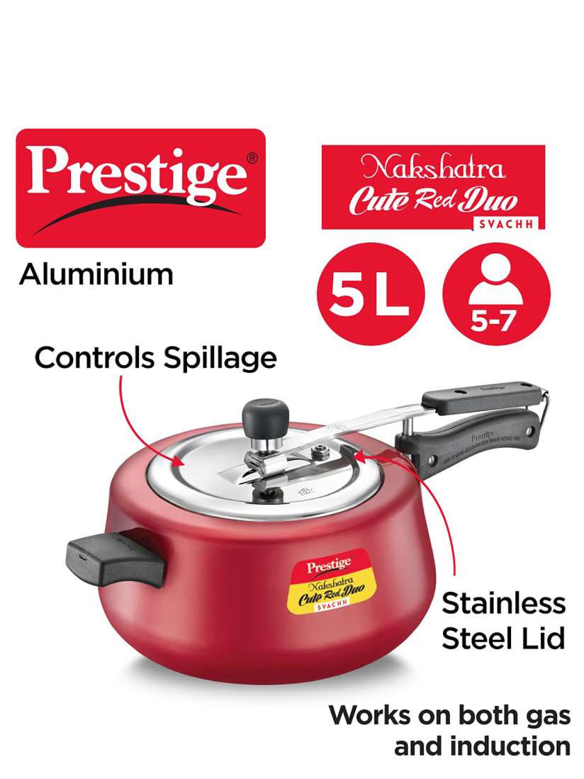 Buy Prestige Nakshatra Cute Duo Svachh Red Aluminium Spillage Control Pressure Cooker 5 L Pressure Cooker for Unisex 25278652 Myntra