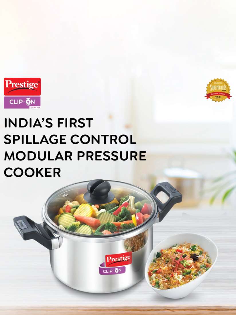 Prestige clip on pressure cooker stainless steel 5 litre on sale