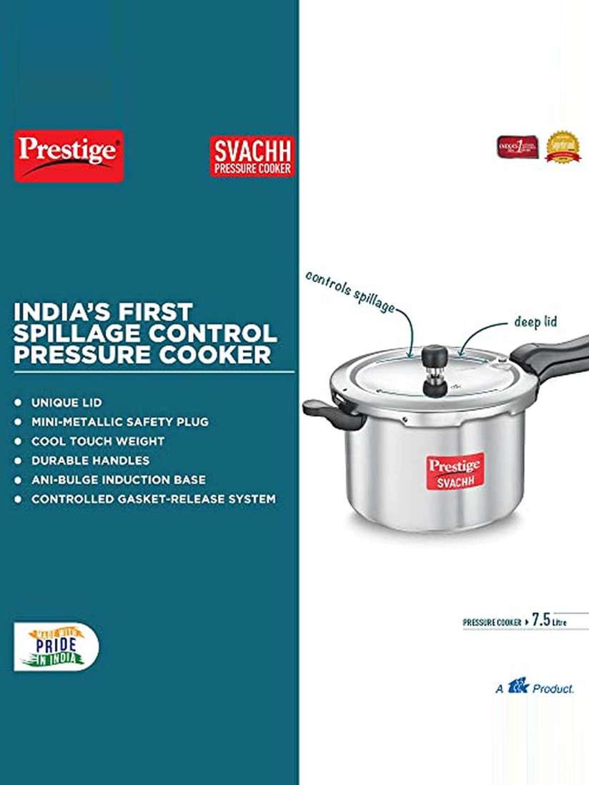 Buy Prestige Svachh Silver Toned Anti Bulge Gas Induction Compatible Pressure Cooker 7.5 L Pressure Cooker for Unisex 25278864 Myntra