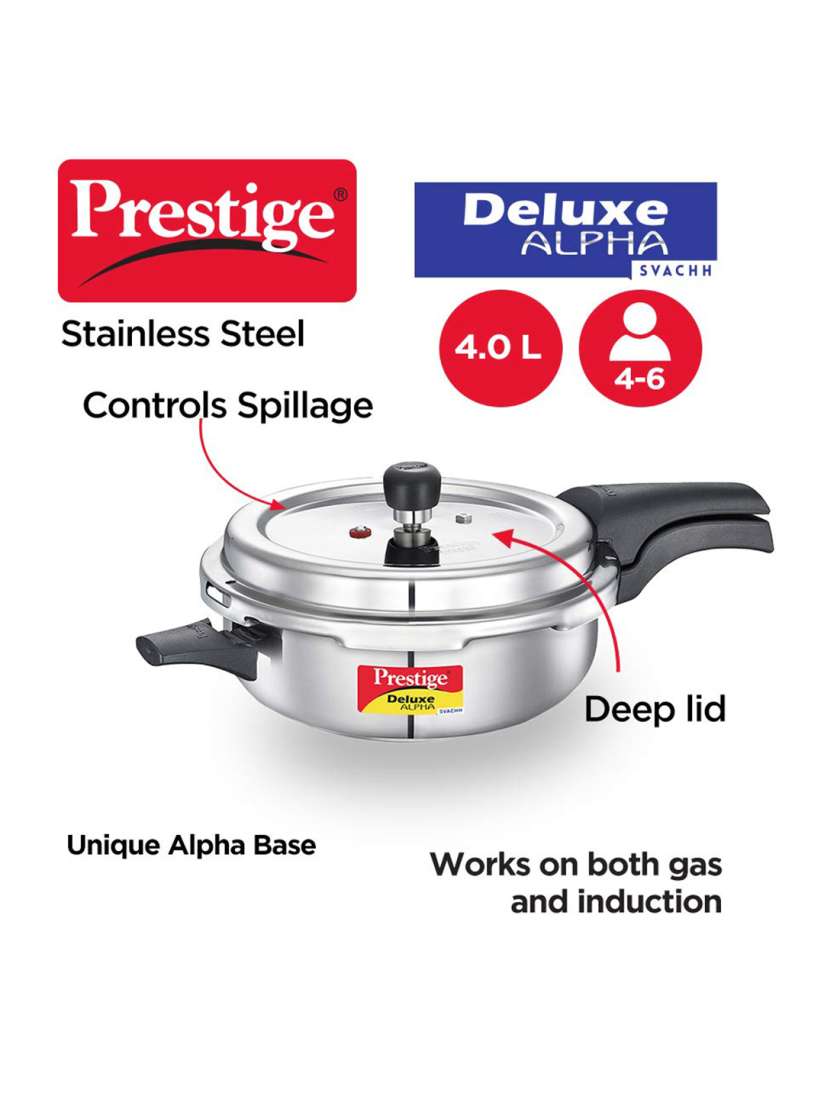 Buy Prestige Deluxe Alpha Svachh Stainless Steel Pan Pressure Cooker 4 L Pressure Cooker for Unisex 25278882 Myntra