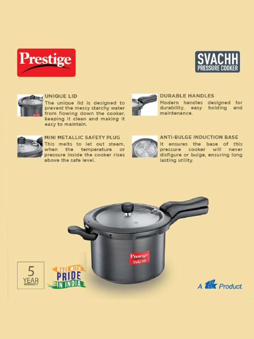 Buy Prestige Svachh Black Hard Anodised Spillage Control Pressure Cooker 5 L Pressure Cooker for Unisex 25278900 Myntra