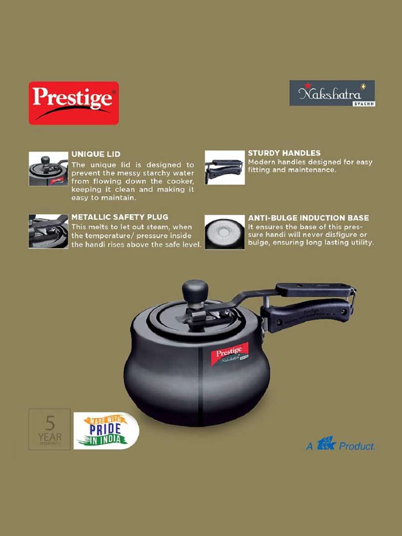 Buy Prestige Nakshatra Plus Svachh Black Spillage Control Handi Pressure Cooker 3 L Pressure Cooker for Unisex 25278918 Myntra