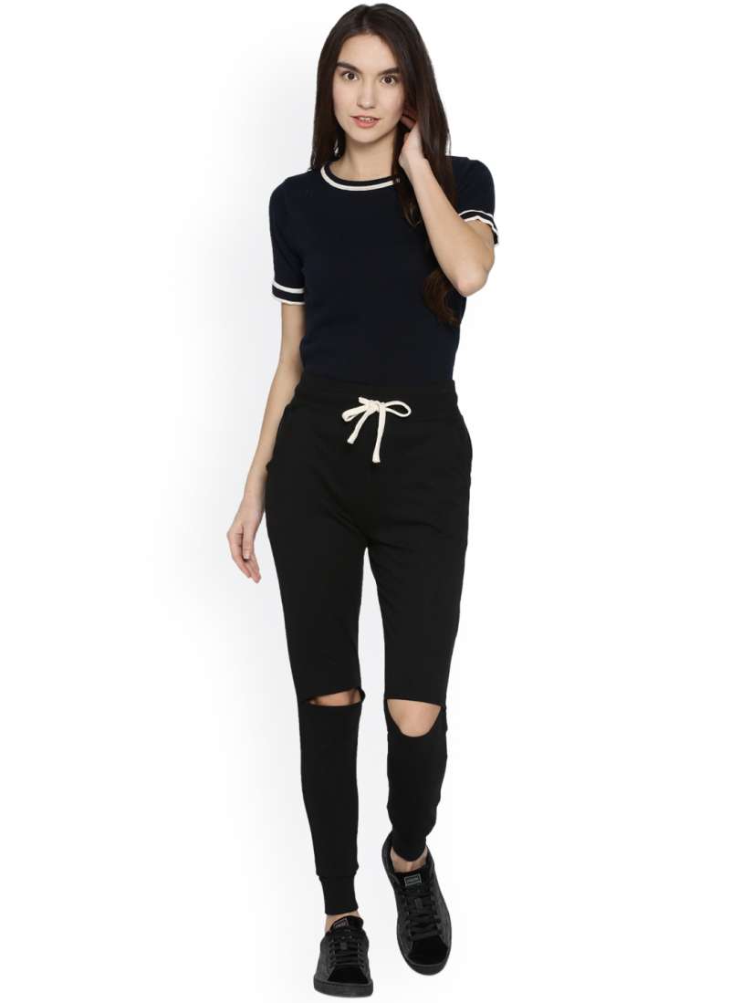 Black ripped joggers womens new arrivals